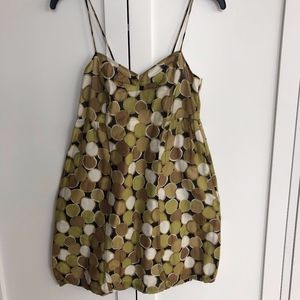 VINCE green/olive/cream/black circle pattern dress